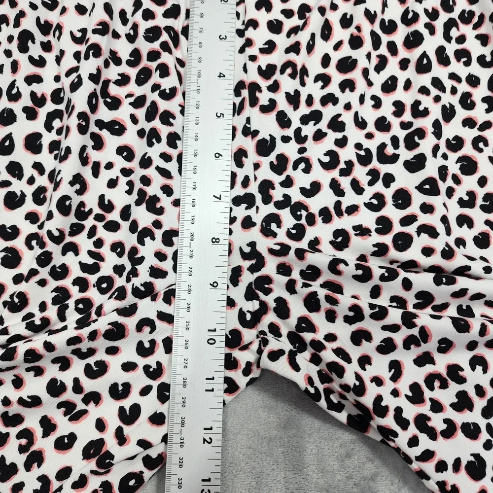 Kate‎ Spade Pants Womens M Black Pink Leopard Print Jersey Capri Pajama Lounge